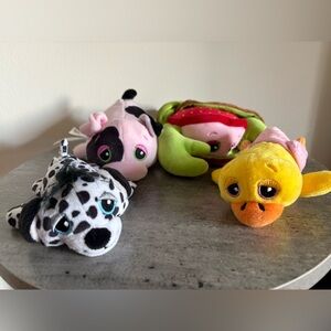 4 Cutetitos Plush Dog Duck w/Removable Diaper Pig Crab w/Shell Soft Cute Toys